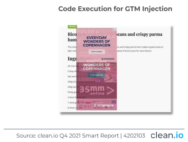 Code execution for GTM injection from Clean.io Q4 2021 Smart Report